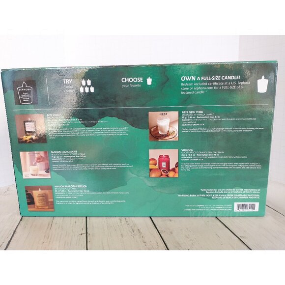 Sephora Mini Candle Sampler Set With Certificate New Boxed Gift Set 5 Candles - Picture 4 of 7